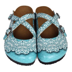 Grozy Turquoise Damask Kadın Terlik