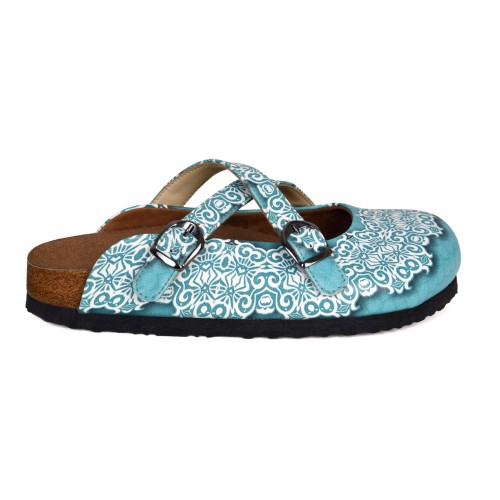 Grozy Turquoise Damask Kadın Terlik