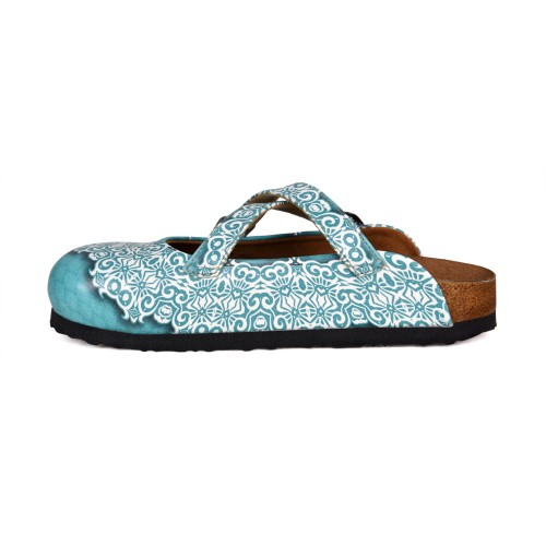 Grozy Turquoise Damask Kadın Terlik