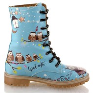 Grozy Turquoise Owl Ladies / Children's Long Boots