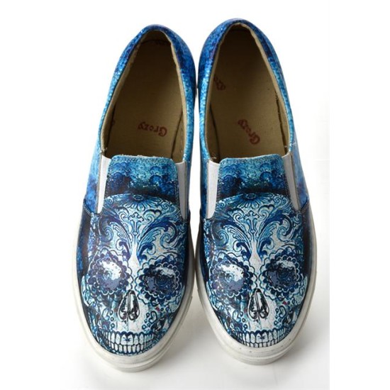 Grozy Blue Skull Vans Ladies Shoes