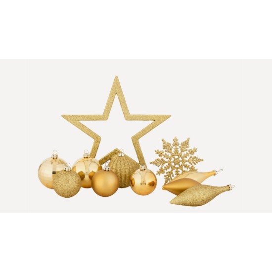 New Year's Ornament MultiPack Gold 50 Pieces