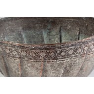 Antique - One-Piece Working Footed Copper Bowl Shaped with Hand Hammer