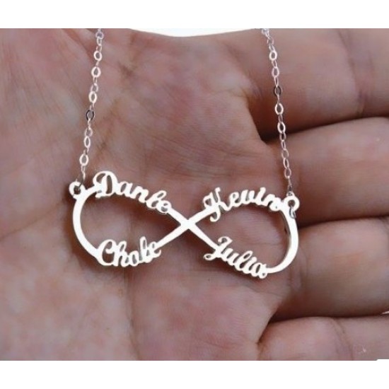 Four-Name Infinity Silver Necklace