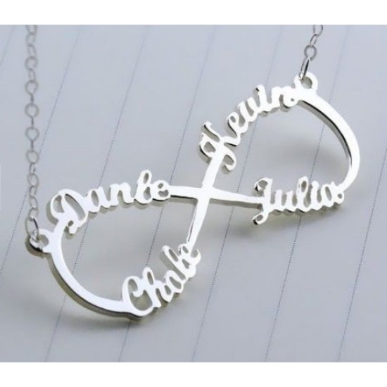 Four-Name Infinity Silver Necklace
