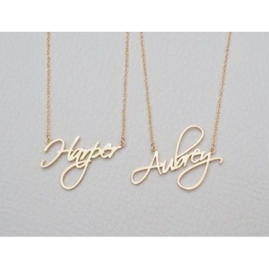 Silver Necklace with Thin Handwriting Name