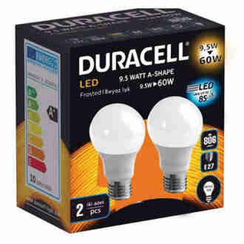 Duracell 9 watt 60w frosted beyaz ışık ( 2 adet )