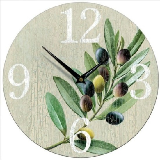 Wall Clock with Olive Branch Motif