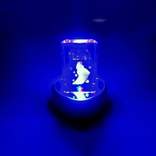 Crystal Glass Trinket With 3D Light Heart Marriage Themed