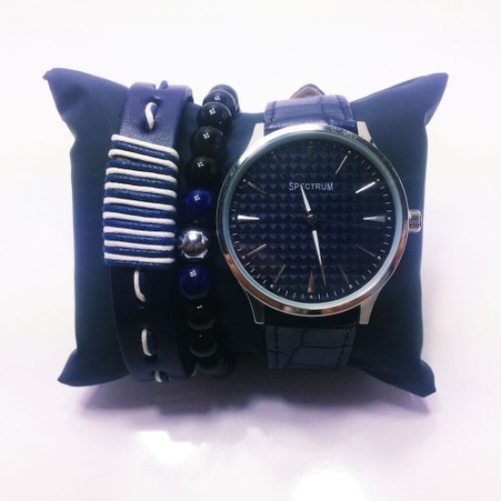 Spectrum Black Cord Navy Blue Dial Men's Wristwatch