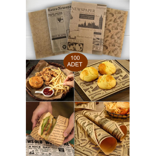 100 Adet Kendinden Desenli Yağlı Kağıt | 100 Adet Vintage Gazete Desen Sunum Kağıdı 100 Adet Kendinden Desenli Yağlı Kağıt | 100 Adet Vintage Gazete Desen Sunum Kağıdı
