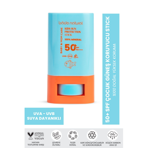 %100 Doğal Ve Mineral Filtreli 50 Spf Yüksek Korumalı Çocuk Güneş Koruyucu Stick