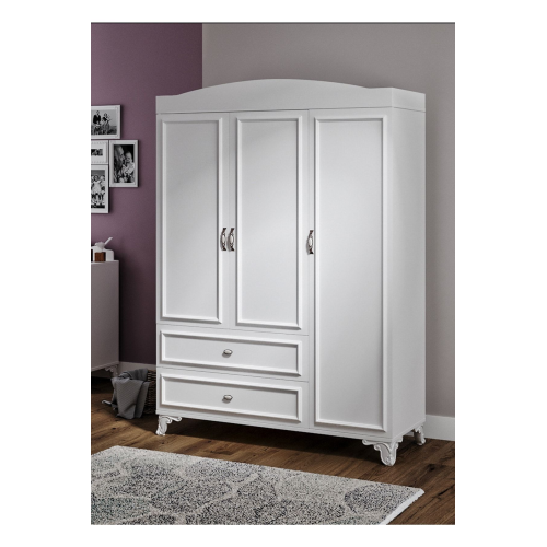 %100 Mdf Lisa 135cm 3 Kapaklı Dolap Beyaz %100 Mdf Lisa 135cm 3 Kapaklı Dolap Beyaz