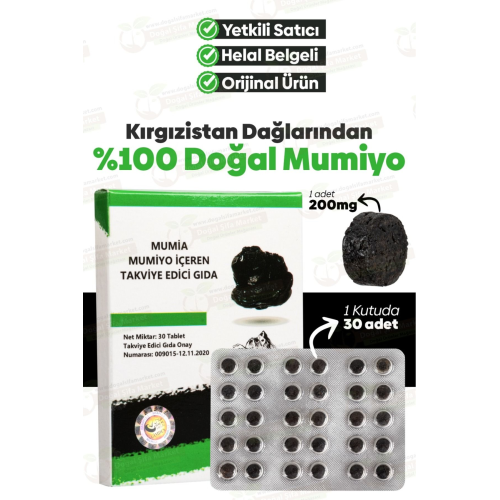 %100 Saf Mumiyo 30'lu Tablet Kırgızistan'dan İthal Shilajit %100 Saf Mumiyo 30'lu Tablet Kırgızistan'dan İthal Shilajit