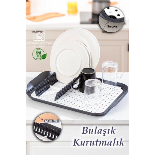 1213 Çok Amaçlı Bulaşık Tepsisi Bulaşıklık Tezgah Üstü Kurutmalık Durulama Matı Bulaşık Sepeti