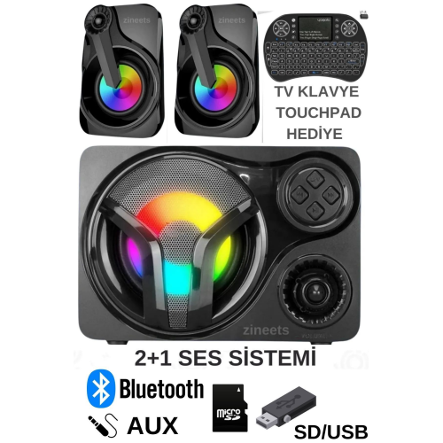2+1 Soundbar Ev Sinema Sistemi Stereo Hd Ses Kalitesi Rgb Kablolu Usb/sd/fm Destekli 12W 2+1 Soundbar Ev Sinema Sistemi Stereo Hd Ses Kalitesi Rgb Kablolu Usb/sd/fm Destekli 12W