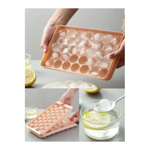 2.5 cm Çap Yuvarlak Buz Küpü Yapma Tepsisi 33 Bölmeli Küre Top Buz Kalıbı Küplü Buzluk 20x12 cm