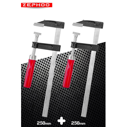 2 Adet Çelik F Tipi Mobilyacı Işkencesi 50x250mm Ile 50x250 mm Marangoz F Kelepçesi