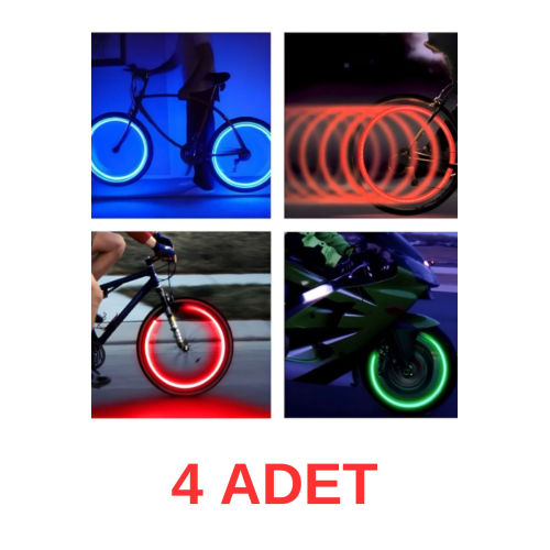 2 Çift (4 ADET) Hareket Sensörlü Sibop Işık Led Işıklı Bisiklet Araba Motor Tekerlek Kapak Lambası