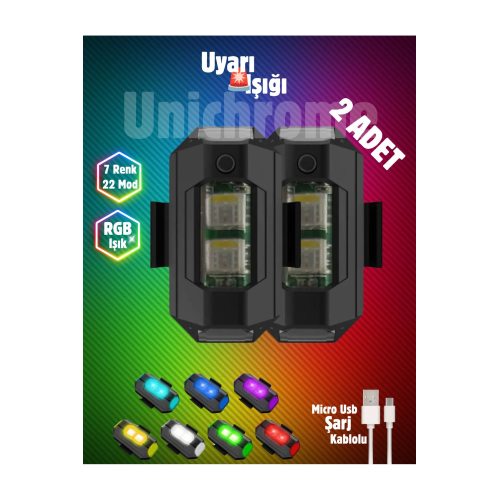 2'li Led Anti Çarpışma Uyarı Işığı 7 Renk / Drone / Araba / Motor / Bisiklet / Kamp 2'li Led Anti Çarpışma Uyarı Işığı 7 Renk / Drone / Araba / Motor / Bisiklet / Kamp