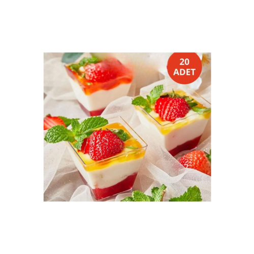 20 Adet Sunum Kasesi Magnolya Dondurma Puding Tatlı Meze Salata Cup Kabı Sert Plastik Mika Kase