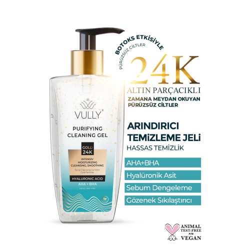 24k Altın Parçacıklı Arındırıcı Nemlendirici Gözenek Sıkılaştırıcı Yüz Temizleme Jeli 200 Ml
