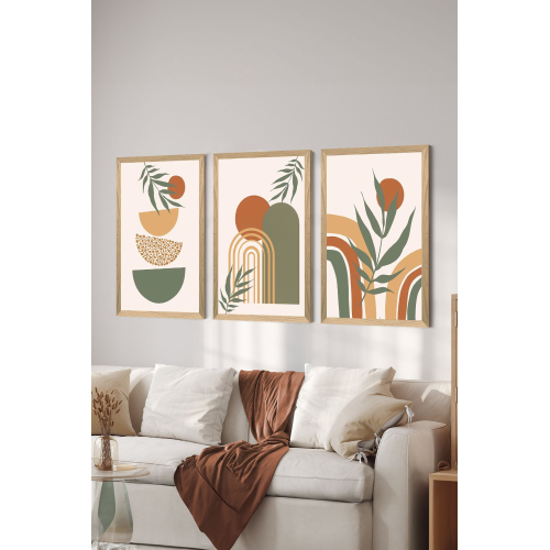 3 Parça Ahşap Çerçeve Görünümlü Mdf Tablo Seti - ERSYCRVSZ3SET25 3 Parça Ahşap Çerçeve Görünümlü Mdf Tablo Seti - ERSYCRVSZ3SET25