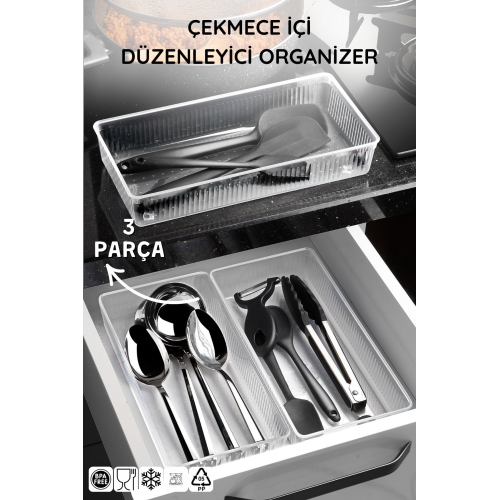 3 Parça Çekmece İçi, Kaşıklık ve Bıçaklık Organizer