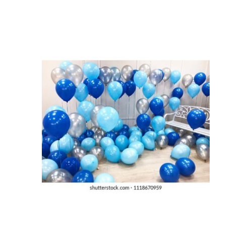30 Adet Pastel Lacivert-pastel Mavi-metalik Gümüş Balon 30 Adet Pastel Lacivert-pastel Mavi-metalik Gümüş Balon