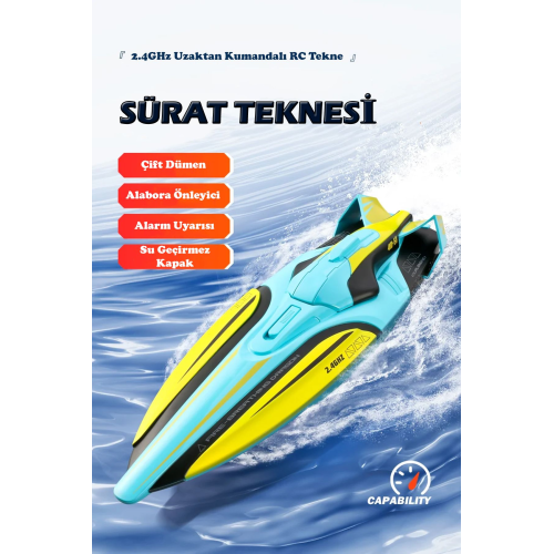 30 Km Hız Yapan RC Tekne Akıllı Alarm LED Işıklı 2.4GHz Uzaktan Kumandalı Sürat Teknesi Turkuaz 30 Km Hız Yapan RC Tekne Akıllı Alarm LED Işıklı 2.4GHz Uzaktan Kumandalı Sürat Teknesi Turkuaz