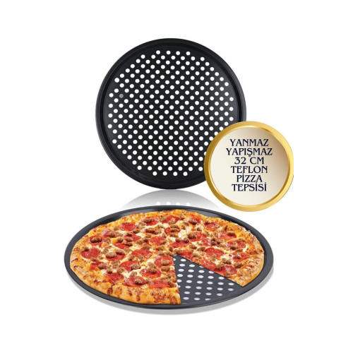 32 Cm Delikli Teflon Pizza Tepsisi | Yanmaz Yapışmaz | Fırın Kabı 32 Cm Delikli Teflon Pizza Tepsisi | Yanmaz Yapışmaz | Fırın Kabı