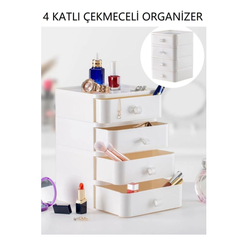 4 Katlı Çekmeceli Takı Kutusu Makyaj Ve Kozmetik Düzenleyici Çekmece Ofis Masa Düzenleyici 4 Katlı Çekmeceli Takı Kutusu Makyaj Ve Kozmetik Düzenleyici Çekmece Ofis Masa Düzenleyici
