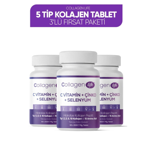 5 Tip Kolajen 90 Tablet X 3 Adet