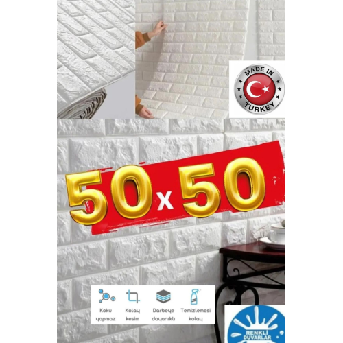 50x54cm 0,27 m2 Silinebilir 3d Tuğla Yapışkanlı Duvar Kağıdı Esnek Köpük Paneli Kağıdı 1 Adet 50x54cm 0,27 m2 Silinebilir 3d Tuğla Yapışkanlı Duvar Kağıdı Esnek Köpük Paneli Kağıdı 1 Adet