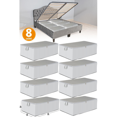 8 Adet - Antrasit Çizgili Büyük Boy Baza Altı Ve Çekyat Tipi Hurç 65 x 45 x 22 cm 8 Adet - Antrasit Çizgili Büyük Boy Baza Altı Ve Çekyat Tipi Hurç 65 x 45 x 22 cm