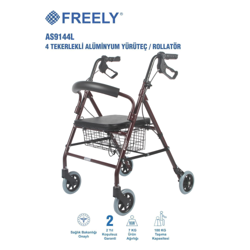 AS9144L 4 TEKERLEKLİ ALÜMİNYUM YÜRÜTEÇ / ROLLATÖR AS9144L 4 TEKERLEKLİ ALÜMİNYUM YÜRÜTEÇ / ROLLATÖR