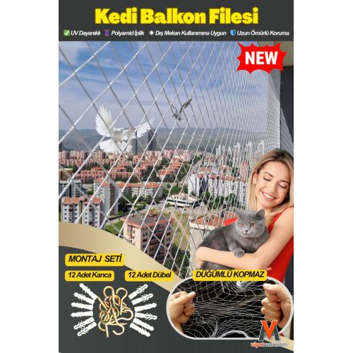 Balkon Filesi 2,5x8 Mt Kedi Balkon Filesi Kuş Filesi Balkon Güvenlik Filesi (montaj Setli ) Balkon Filesi 2,5x8 Mt Kedi Balkon Filesi Kuş Filesi Balkon Güvenlik Filesi (montaj Setli )