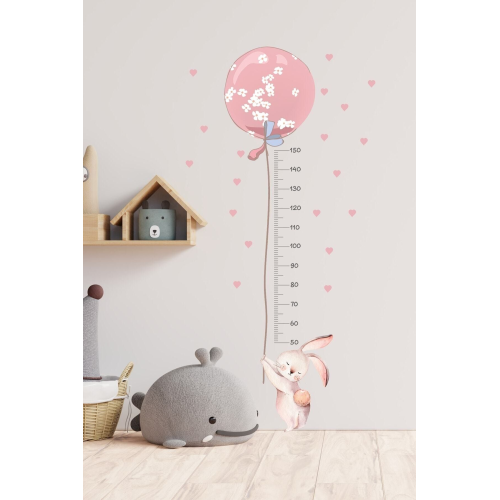 Balonlu Tavşan Boy Ölçer Duvar Sticker Seti Balonlu Tavşan Boy Ölçer Duvar Sticker Seti