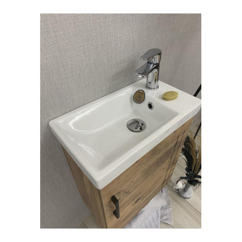Banyo ve Tuvalet Mini Köşe Lavabo 25*45 Cm (Banyo Dolabı Dahil)