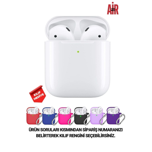 Beyaz 2.nesil Ios Android Uyumlu Kablosuz Bluetooth Kulaklık Karışık Renk Kılıf Hediyeli Plus