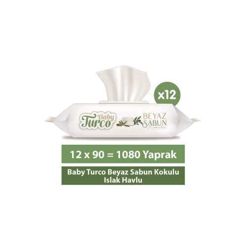 Beyaz Sabun Kokulu Islak Havlu 12x90