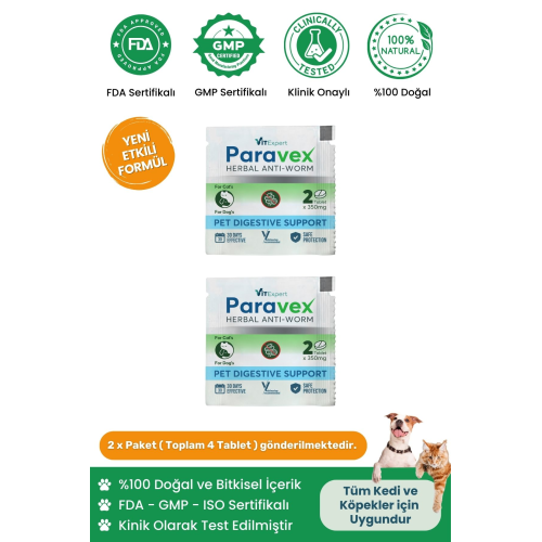 Bitkisel & Lezzetli Kedi Ve Köpek Parazit Tableti Paravex Herbal Anti-worm 4 Adet Tablet Bitkisel & Lezzetli Kedi Ve Köpek Parazit Tableti Paravex Herbal Anti-worm 4 Adet Tablet