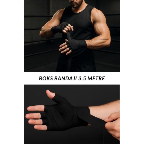 Boks Bandajı 2'Li Profesyonel Kickboks Muay Thai 3.5 Metre Elastik Üstün Kalite Spor Bandaj