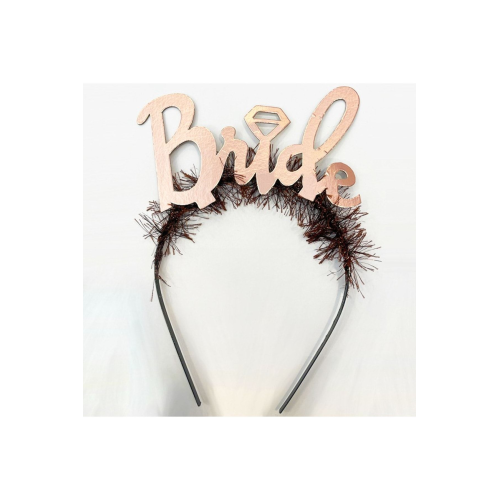 Bride Rose Gold Yazılı Metal Taç