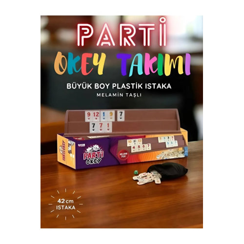 Büyük Boy Okey Takımı 42 Cm Plastik Istakalı Melamin Taşlı Parti Hobi Oyun Seti
