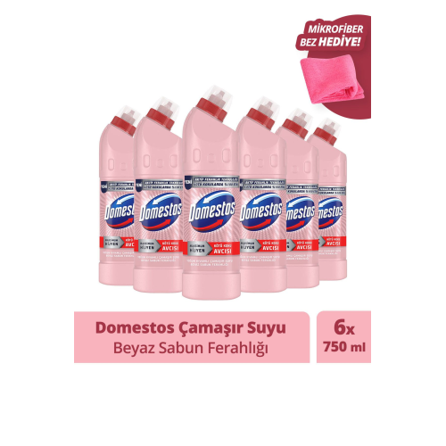 Çamaşır Suyu Beyaz Sabun Ferahlığı 750 ml X6 Mikrofiber Bez Hediye