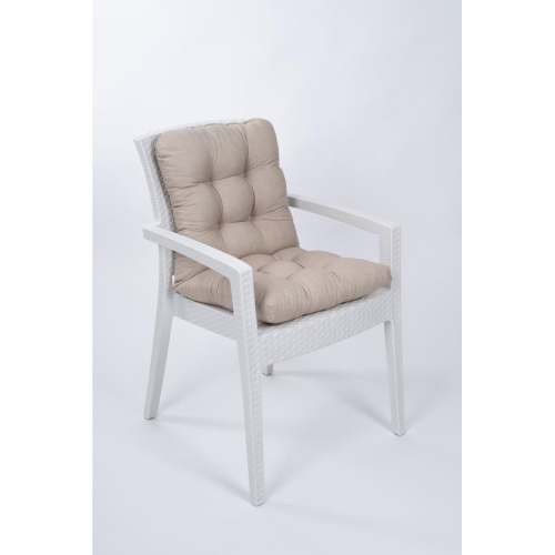 Candy Pofidik Arkalıklı Bej Sandalye Minderi Özel Dikişli Bağcıklı 43x88 Cm