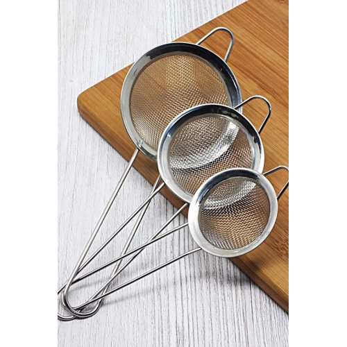 Çay Süzgeci Paslanmaz Metal Çay Süzgeci Bitki Çayı Demleme Süzgeç Çok Amaçlı 3 Lü Set Beehome