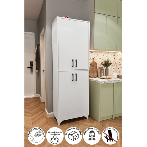 Çok Amaçlı Dolap 4 Kapaklı 6 Bölmeli Banyo Dolabı Mutfak Dolabı Nehir Beyaz Çok Amaçlı Dolap 4 Kapaklı 6 Bölmeli Banyo Dolabı Mutfak Dolabı Nehir Beyaz