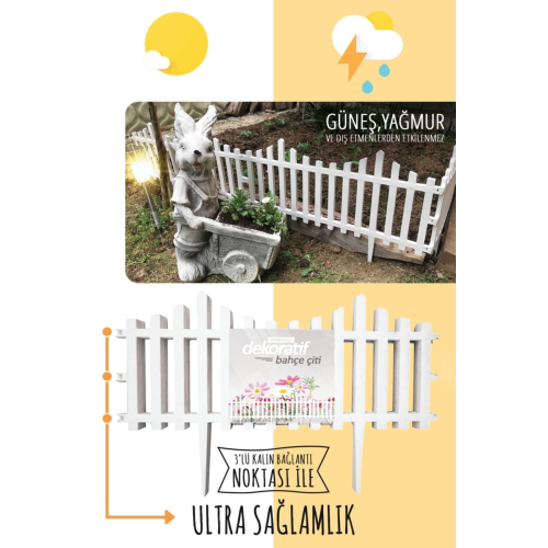 Dekoratif Bahçe Çiti Plastik Çit Peyzaj Koruma Panel Çit 1 Adet 59 Cm Beyaz Dekoratif Bahçe Çiti Plastik Çit Peyzaj Koruma Panel Çit 1 Adet 59 Cm Beyaz